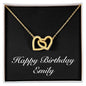 Happy Birthday Emily v2 - 18K Yellow Gold Finish Interlocking Hearts Necklace