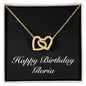 Happy Birthday Gloria v2 - 18K Yellow Gold Finish Interlocking Hearts Necklace