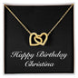 Happy Birthday Christina v2 - 18K Yellow Gold Finish Interlocking Hearts Necklace