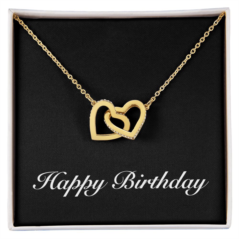 Happy Birthday v2 - 18K Yellow Gold Finish Interlocking Hearts Necklace