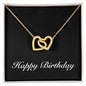 Happy Birthday v2 - 18K Yellow Gold Finish Interlocking Hearts Necklace