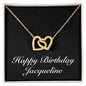 Happy Birthday Jacqueline v2 - 18K Yellow Gold Finish Interlocking Hearts Necklace