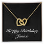 Happy Birthday Janice v2 - 18K Yellow Gold Finish Interlocking Hearts Necklace