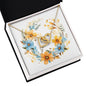 Boho Flowers Wreath Watercolor 13 - 18K Yellow Gold Finish Interlocking Hearts Necklace