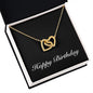 Happy Birthday v2 - 18K Yellow Gold Finish Interlocking Hearts Necklace