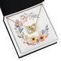 Boho Flowers Wreath Watercolor 04 - 18K Yellow Gold Finish Interlocking Hearts Necklace