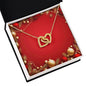 Christmas Background 047 - 18K Yellow Gold Finish Interlocking Hearts Necklace