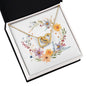 Boho Flowers Wreath Watercolor 10 - 18K Yellow Gold Finish Interlocking Hearts Necklace