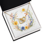 Boho Flowers Wreath Watercolor 12 - 18K Yellow Gold Finish Interlocking Hearts Necklace