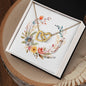 Boho Flowers Wreath Watercolor 17 - 18K Yellow Gold Finish Interlocking Hearts Necklace