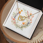 Boho Flowers Wreath Watercolor 09 - 18K Yellow Gold Finish Interlocking Hearts Necklace
