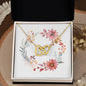 Boho Flowers Wreath Watercolor 20 - 18K Yellow Gold Finish Interlocking Hearts Necklace