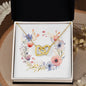 Boho Flowers Wreath Watercolor 18 - 18K Yellow Gold Finish Interlocking Hearts Necklace