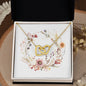 Boho Flowers Wreath Watercolor 08 - 18K Yellow Gold Finish Interlocking Hearts Necklace