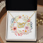 Boho Flowers Wreath Watercolor 01 - 18K Yellow Gold Finish Interlocking Hearts Necklace