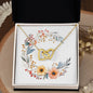 Boho Flowers Wreath Watercolor 04 - 18K Yellow Gold Finish Interlocking Hearts Necklace