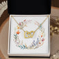 Boho Flowers Wreath Watercolor 16 - 18K Yellow Gold Finish Interlocking Hearts Necklace