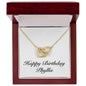 Happy Birthday Phyllis - 18K Yellow Gold Finish Interlocking Hearts Necklace With Mahogany Style Luxury Box