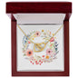 Boho Flowers Wreath Watercolor 01 - 18K Yellow Gold Finish Interlocking Hearts Necklace With Mahogany Style Luxury Box