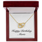 Happy Birthday Marie - 18K Yellow Gold Finish Interlocking Hearts Necklace With Mahogany Style Luxury Box