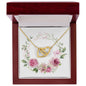 Watercolor Pink Floral Frame 1 - 18K Yellow Gold Finish Interlocking Hearts Necklace With Mahogany Style Luxury Box