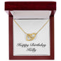 Happy Birthday Kelly - 18K Yellow Gold Finish Interlocking Hearts Necklace With Mahogany Style Luxury Box