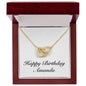 Happy Birthday Amanda - 18K Yellow Gold Finish Interlocking Hearts Necklace With Mahogany Style Luxury Box