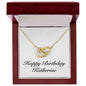 Happy Birthday Katherine - 18K Yellow Gold Finish Interlocking Hearts Necklace With Mahogany Style Luxury Box