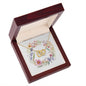 Boho Flowers Wreath Watercolor 07 - 18K Yellow Gold Finish Interlocking Hearts Necklace With Mahogany Style Luxury Box