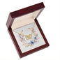 Boho Flowers Wreath Watercolor 02 - 18K Yellow Gold Finish Interlocking Hearts Necklace With Mahogany Style Luxury Box