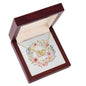 Boho Flowers Wreath Watercolor 01 - 18K Yellow Gold Finish Interlocking Hearts Necklace With Mahogany Style Luxury Box