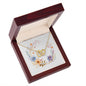 Boho Flowers Wreath Watercolor 11 - 18K Yellow Gold Finish Interlocking Hearts Necklace With Mahogany Style Luxury Box