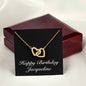 Happy Birthday Jacqueline v2 - 18K Yellow Gold Finish Interlocking Hearts Necklace With Mahogany Style Luxury Box
