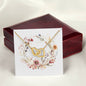 Boho Flowers Wreath Watercolor 08 - 18K Yellow Gold Finish Interlocking Hearts Necklace With Mahogany Style Luxury Box