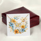 Boho Flowers Wreath Watercolor 13 - 18K Yellow Gold Finish Interlocking Hearts Necklace With Mahogany Style Luxury Box