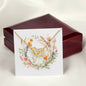 Boho Flowers Wreath Watercolor 09 - 18K Yellow Gold Finish Interlocking Hearts Necklace With Mahogany Style Luxury Box