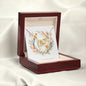 Boho Flowers Wreath Watercolor 09 - 18K Yellow Gold Finish Interlocking Hearts Necklace With Mahogany Style Luxury Box