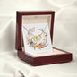 Boho Flowers Wreath Watercolor 17 - 18K Yellow Gold Finish Interlocking Hearts Necklace With Mahogany Style Luxury Box
