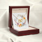 Boho Flowers Wreath Watercolor 10 - 18K Yellow Gold Finish Interlocking Hearts Necklace With Mahogany Style Luxury Box