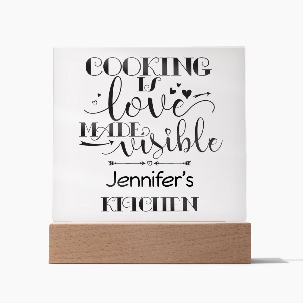 Jennifer's Kitchen - Cooking Is Love - Square Acrylic Plaque