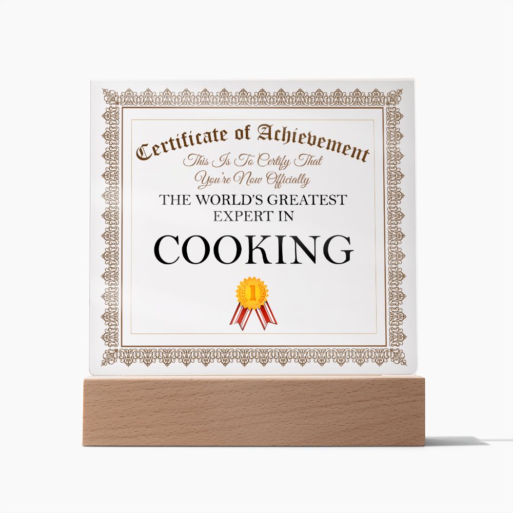 World's Greatest Expert In Cooking - Square Acrylic Plaque