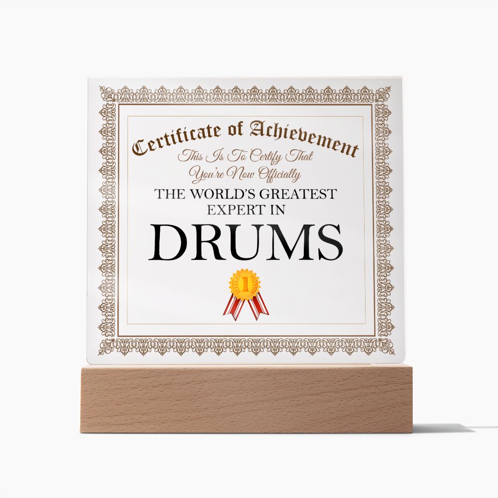 World's Greatest Expert In Drums - Square Acrylic Plaque