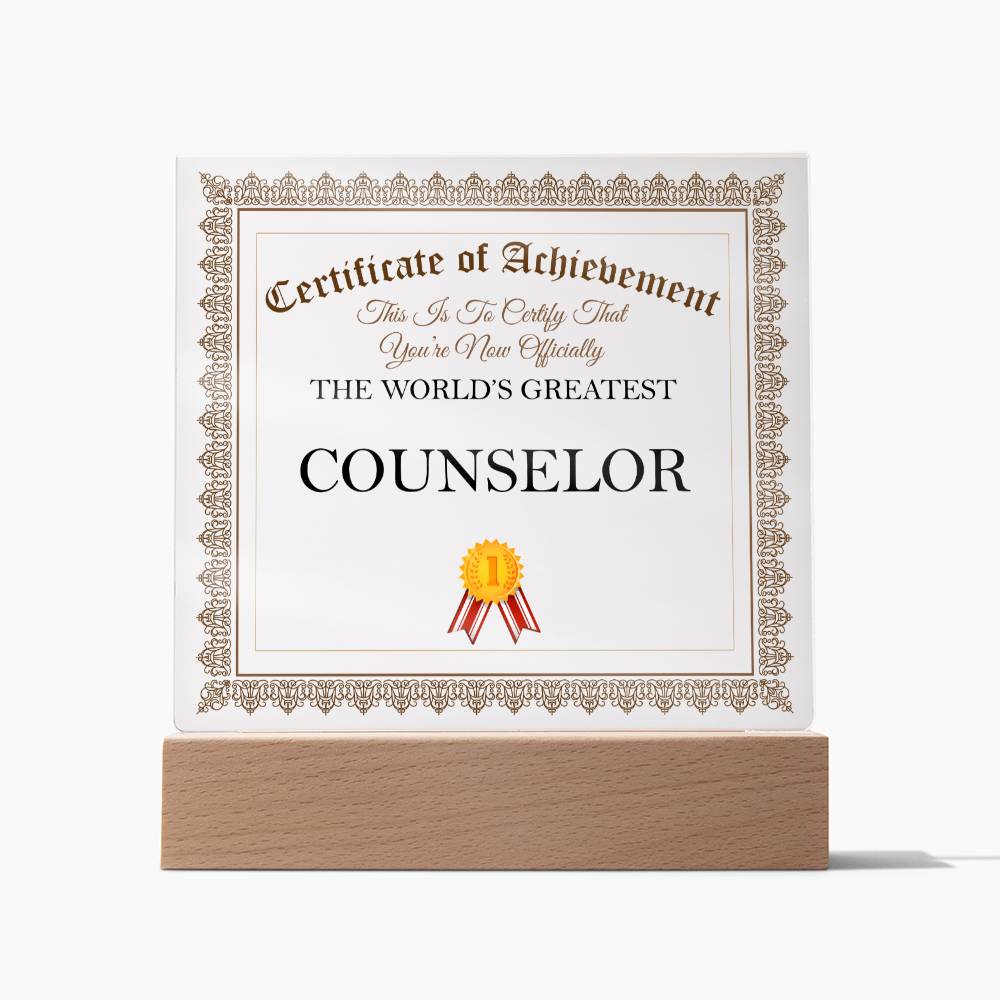 World's Greatest Counselor - Square Acrylic Plaque