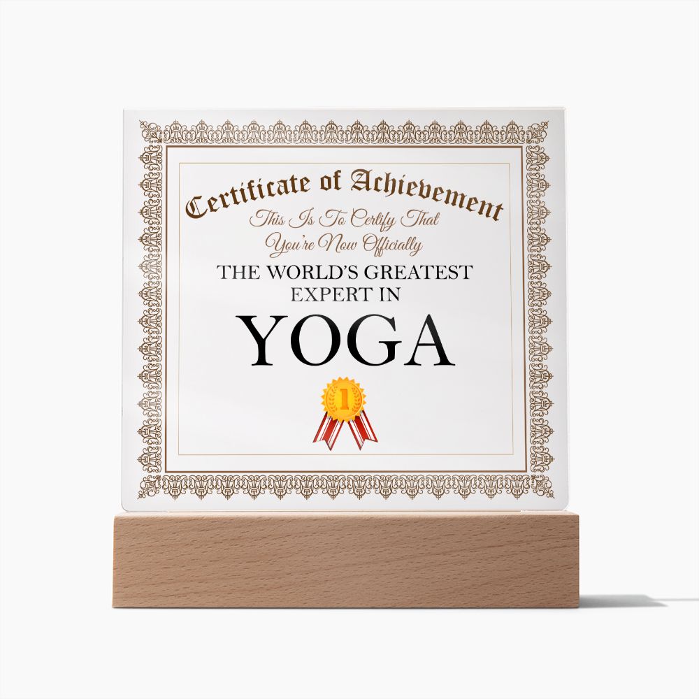World's Greatest Expert In Yoga - Square Acrylic Plaque