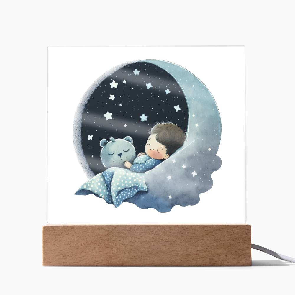 Sweet Dreams Baby Boy (Watercolor) 05 - LED Night Light Square Acrylic Plaque