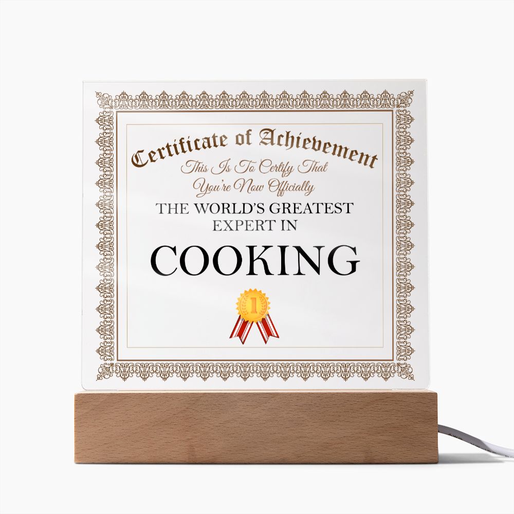 World's Greatest Expert In Cooking - Square Acrylic Plaque