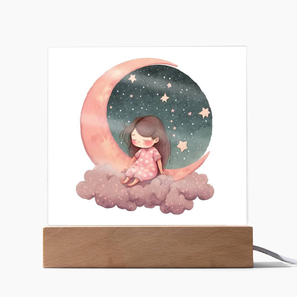 Sweet Dreams Baby Girl (Watercolor) 05 - LED Night Light Square Acrylic Plaque