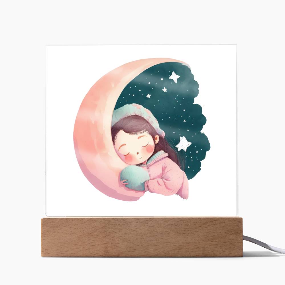 Sweet Dreams Baby Girl (Watercolor) 03 - LED Night Light Square Acrylic Plaque