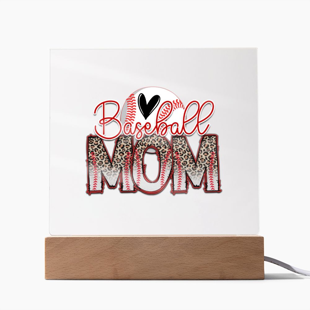 Baseball Mom v2 - Square Acrylic Plaque