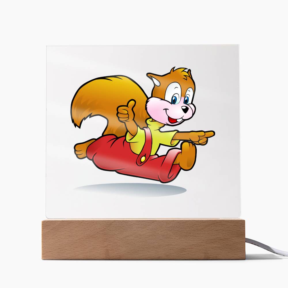 Squirrel - LED Night Light Square Acrylic Plaque
